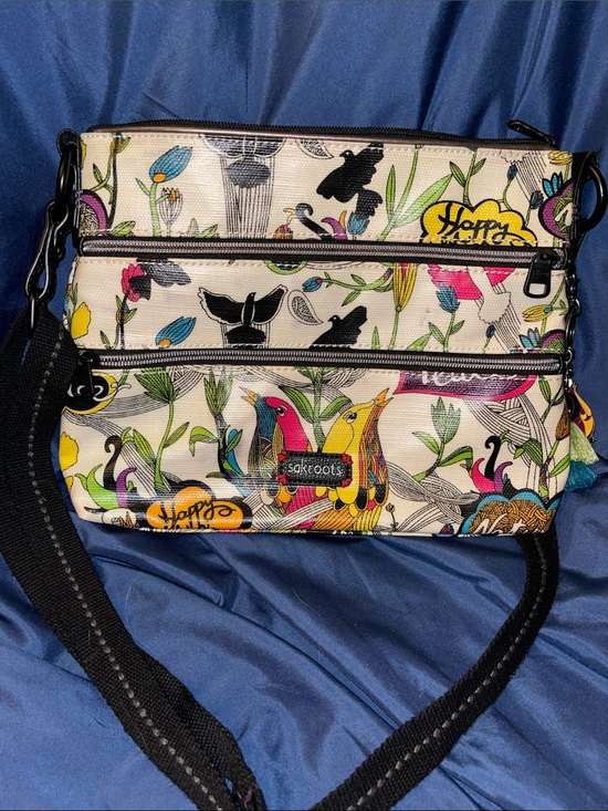 Sakroots Handbags - Sakroots Multicolor Peace & Love with Bird & Floral Design Crossbody Bag